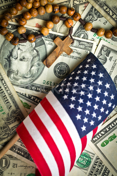 Rozenkrans kralen Amerikaanse vlag business kruis bank Stockfoto © jirkaejc