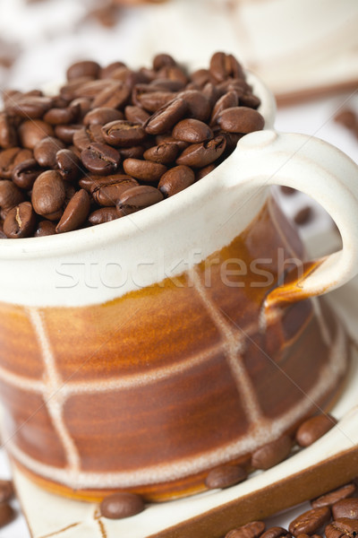 Photo stock: Grains · de · café · céramique · tasse · photo · coup · restaurant