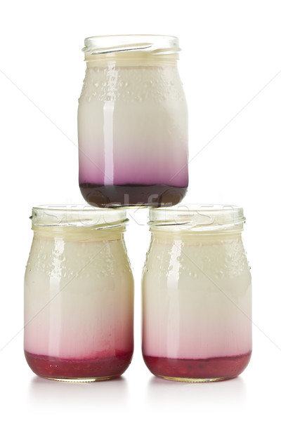 Drei fruchtig Joghurt weiß Essen Glas Stock foto © jirkaejc