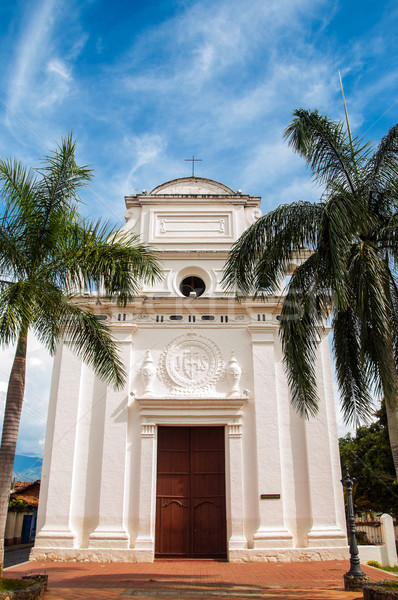 White Church with Palm Trees Stock photo © jkraft5