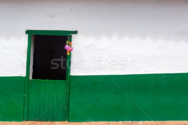 Green Door and White Wall Stock photo © jkraft5