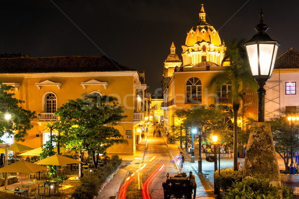 Notte storico centro Colombia tempo cielo Foto d'archivio © jkraft5