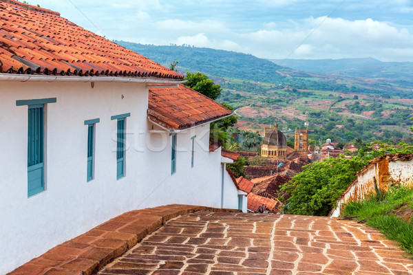 Barichara Street and Cathedral Stock photo © jkraft5
