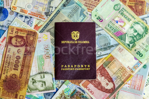 Colombian Passport and Money Stock photo © jkraft5
