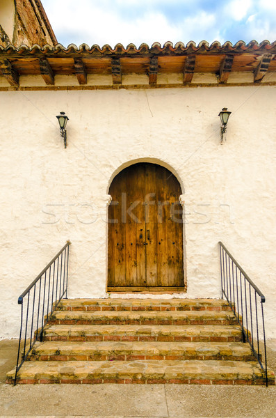 Foto stock: Colonial · estilo · porta · lado · velho