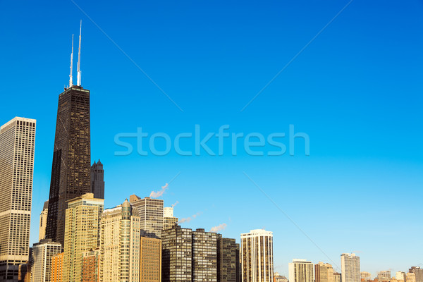 Stockfoto: Chicago · wolkenkrabbers · centrum · mooie · blauwe · hemel