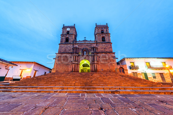 Stock photo: Barichara Cathedral at Night