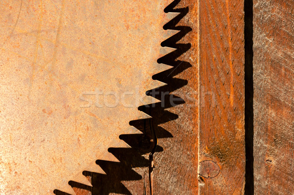 Fűrész fogak rozsdás penge öreg körkörös Stock fotó © jkraft5