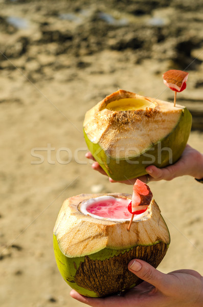 Tropical Cocktails Served in Coconuts Stock photo © jkraft5