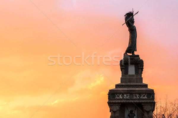 Estatua colorido cielo público Ciudad de México puesta de sol Foto stock © jkraft5