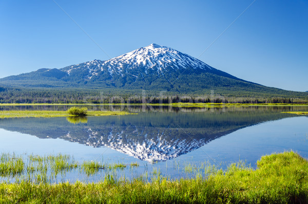 Stockfoto: Vrijgezel · reflectie · meer · Oregon