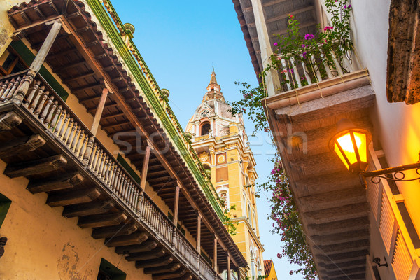Colonial Balconies and Church Stock photo © jkraft5