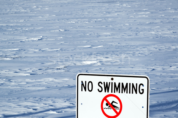 Stock photo: Lake Michigan No Swimming Sign