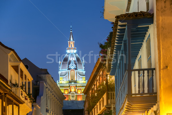 Katedral gece Kolombiya geç akşam mavi Stok fotoğraf © jkraft5