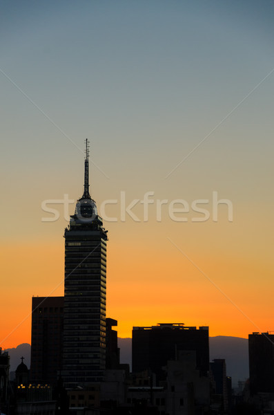 Gün batımı Cityscape Meksiko iş Bina turuncu Stok fotoğraf © jkraft5