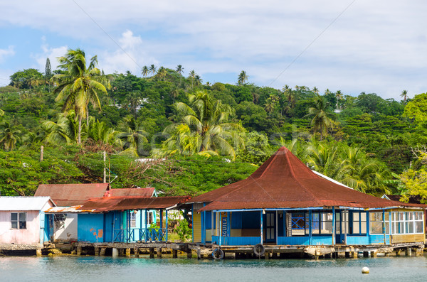 Old Buildings and Palm Trees in the Caribbean Stock photo © jkraft5