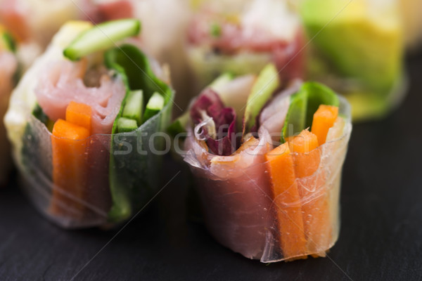 Japán saláta zsemle hal egészség ázsiai Stock fotó © joannawnuk