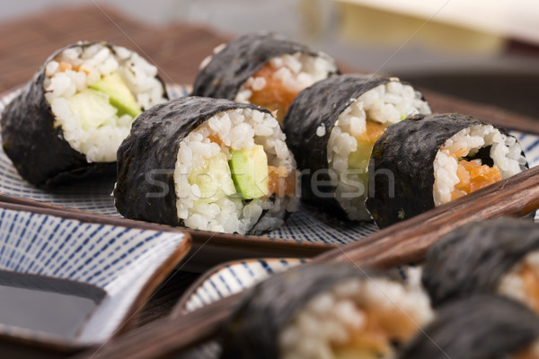 Sushi salmón servido placa cena Foto stock © joannawnuk