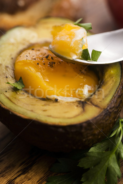 домашний органический яйцо авокадо соль Сток-фото © joannawnuk