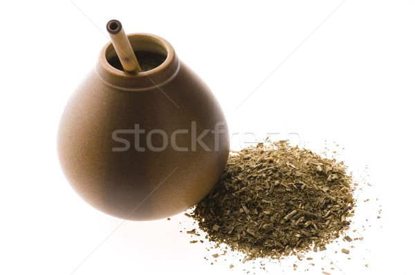 argentinian calabash with yerba mate isolated on white backgroun Stock photo © joannawnuk