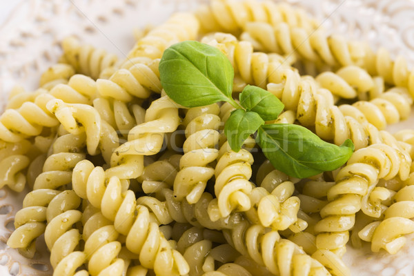 italian fusilli pasta and fresh homemade pesto sauce  Stock photo © joannawnuk
