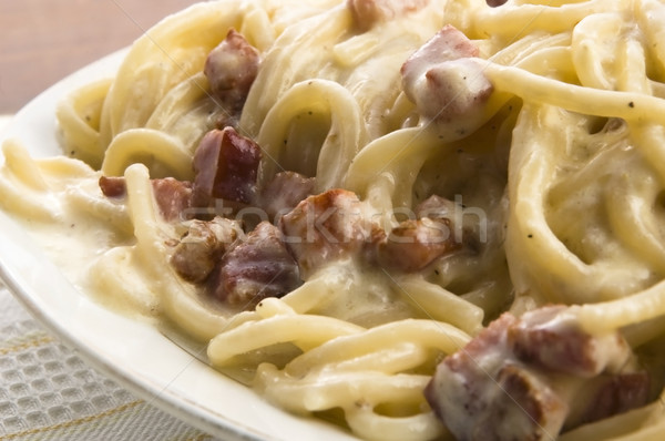 Pasta Carbonara with bacon and cheese Stock photo © joannawnuk