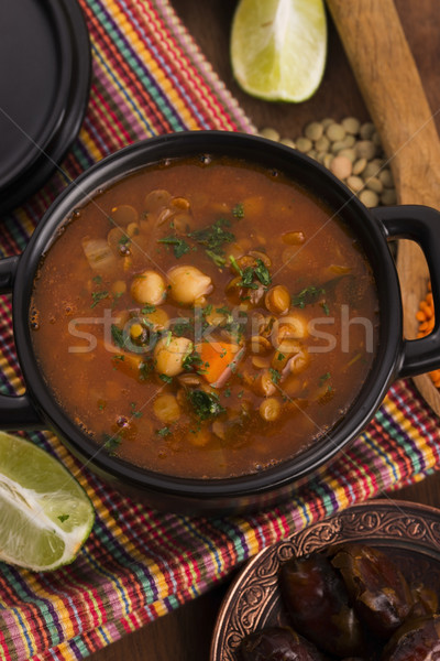 Hagyományos leves Marokkó étel vacsora tányér Stock fotó © joannawnuk