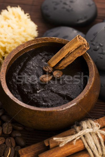 Homemade face and body organic all natural coffee scrub (peeling Stock photo © joannawnuk
