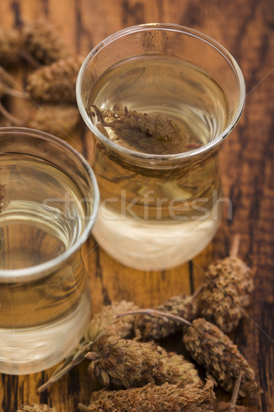 Stockfoto: Glas · wild · lavendel · thee · bloemen · tabel