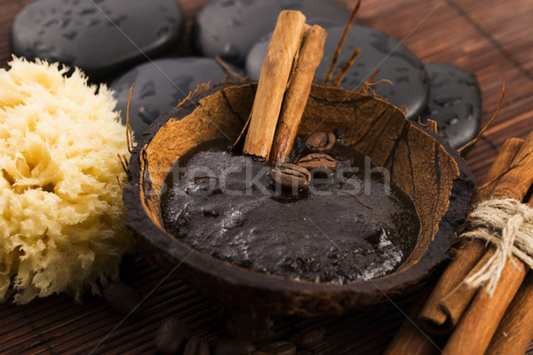 Homemade face and body organic all natural coffee scrub (peeling Stock photo © joannawnuk