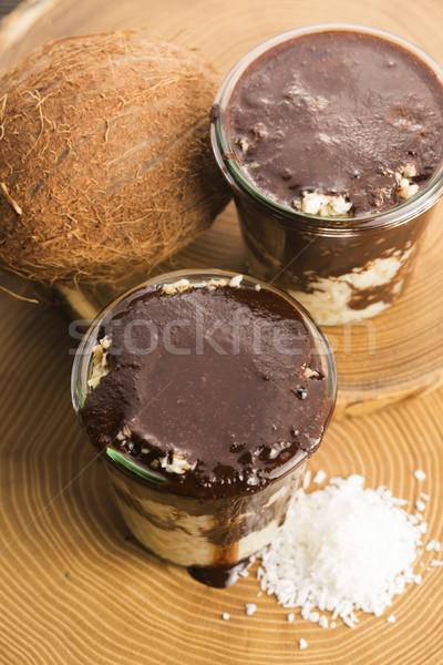 coconut dessert with chocolate Stock photo © joannawnuk