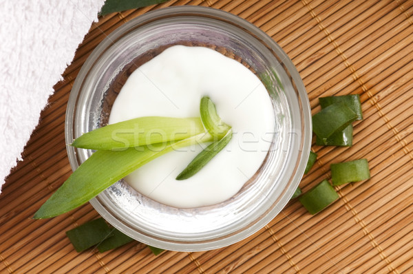 Aloe foglie crema per il viso crema isolato bianco Foto d'archivio © joannawnuk