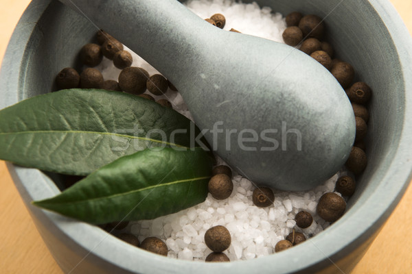 Stock photo: mortar pestle and salt