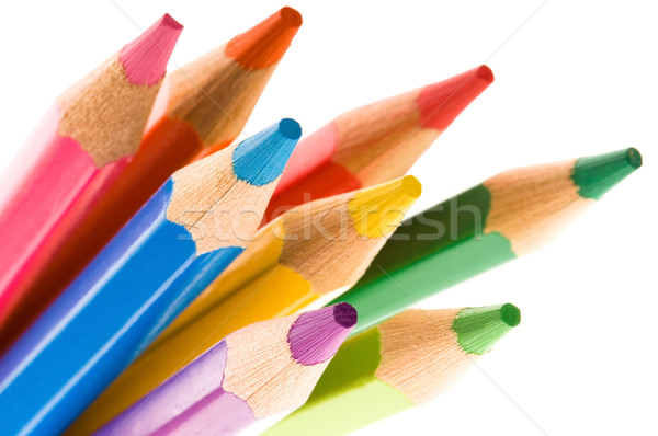彩色鉛筆 孤立 白 孩子 筆 藝術 商業照片 © joannawnuk