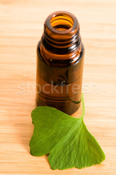 ginko biloba essential oil with fresh leaves - beauty treatment Stock photo © joannawnuk