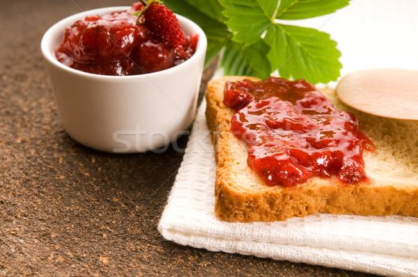 [[stock_photo]]: Confiture · Toast · alimentaire · fruits · verre