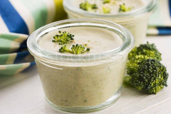 Broccoli cream soup on table Stock photo © joannawnuk