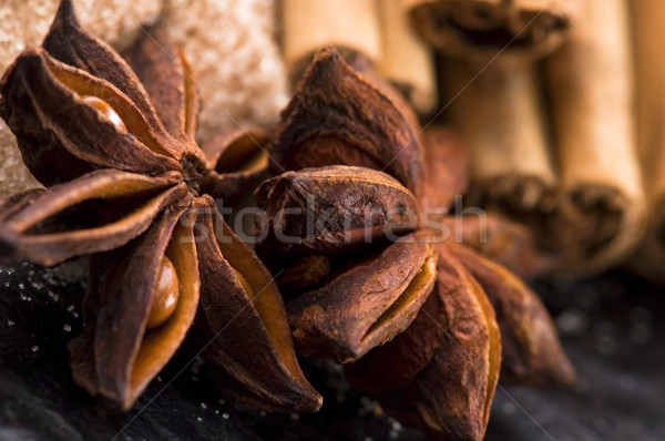 Aromatischen Gewürze brauner Zucker Hintergrund Energie Farbe Stock foto © joannawnuk