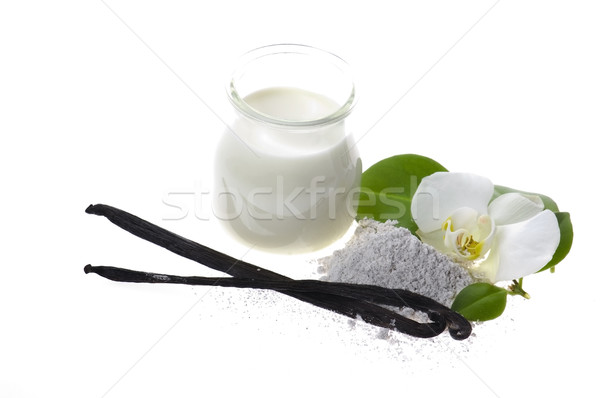 バニラ 豆 芳香族の 砂糖 ミルク 花 ストックフォト © joannawnuk