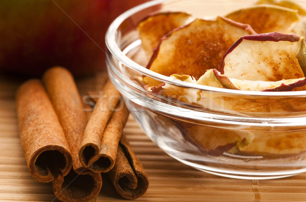Stock photo: Dried apples with cinnamon