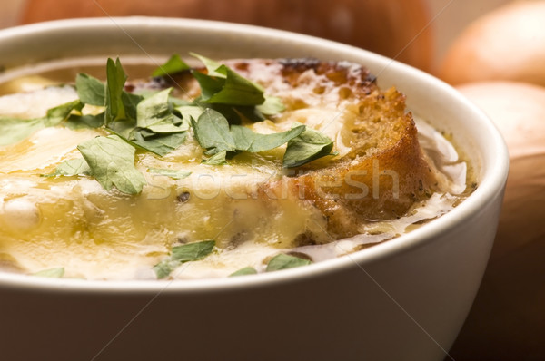 Foto stock: Francês · cebola · sopa · ingredientes · comida · madeira