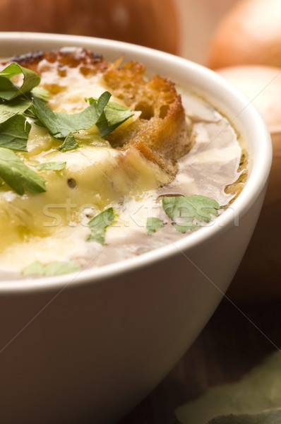 [[stock_photo]]: Français · oignon · soupe · ingrédients · alimentaire · pain