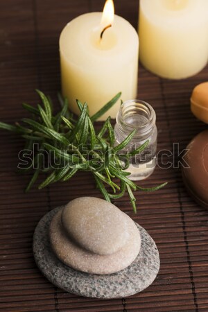 Aromatherapie Körper Schönheit Massage Blätter Kerze Stock foto © joannawnuk