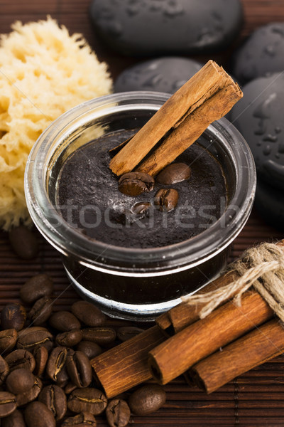 Homemade face and body organic all natural coffee scrub (peeling Stock photo © joannawnuk