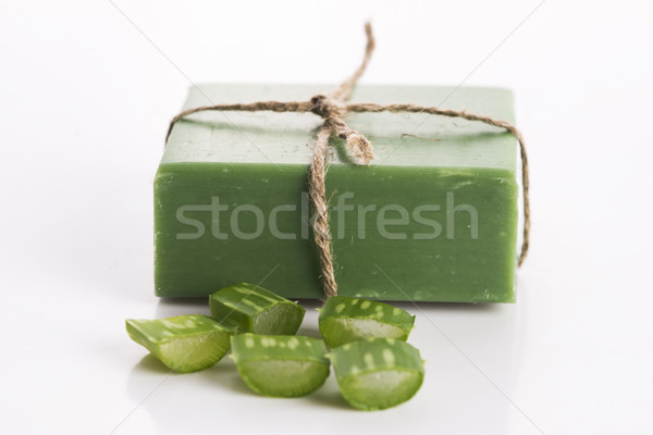 Foto stock: Aloés · sabão · beleza · banheiro · pele · estância · termal