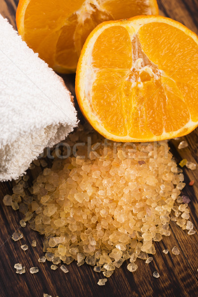 Narancs fürdősó gyümölcsök fa masszázs fürdő Stock fotó © joannawnuk