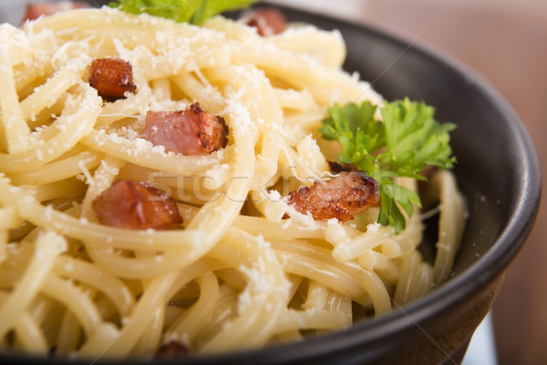 Pasta Carbonara with bacon and cheese Stock photo © joannawnuk