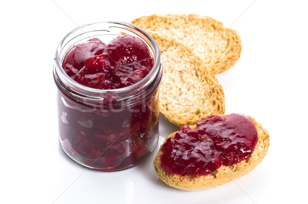 Breakfast of cherry jam on toast Stock photo © joannawnuk