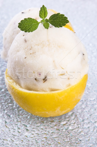 lemon sorbet with lavender in cups of lemon Stock photo © joannawnuk