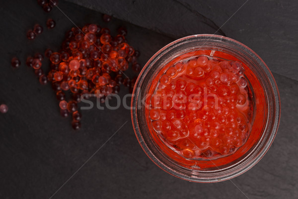 Erdbeere Kaviar molekularen Gastronomie Essen Ball Stock foto © joannawnuk